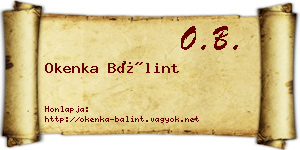 Okenka Bálint névjegykártya